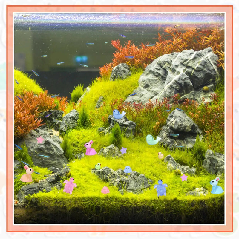 Anvin 120 pcs Mini Resin Animals Glow in The Dark Garden Miniatures Luminous Fairy Garden Figurines with Mini Ducks/Owls/Frogs/Pandas for Micro Landscape Cake Potted Plants Dollhouse Decor by GreenHaven Gardens