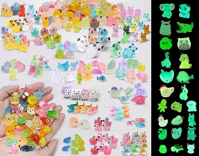 Luminous Mini Resin Animals 250Pcs Tiny Animals Bulk Glow in The Dark Mini Ducks Owls Frogs Pandas Rabbits Mushrooms for Miniature Garden Micro Landscape Aquarium Potted Decoration by GreenHaven Gardens