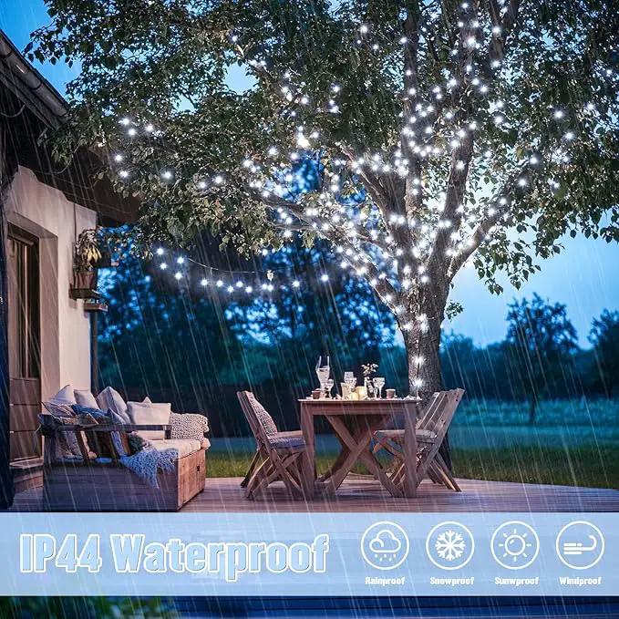 JMEXSUSS 2 Pack White Solar String Lights, Each 100 LED 33ft Green Wire Solar Lights Outdoor Waterproof for Outside Garden Wedding Party Decoration by GreenHaven Gardens