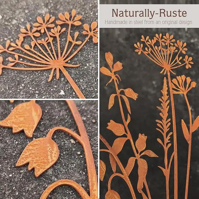 Metal Flowers for Outside,Decorative Garden Stakes,Flower Bed Decor Plant Stakes,Metal Art for Outside,Yard Art Outdoor for Lawn Yard, Walkway and Flower Garden by GreenHaven Gardens