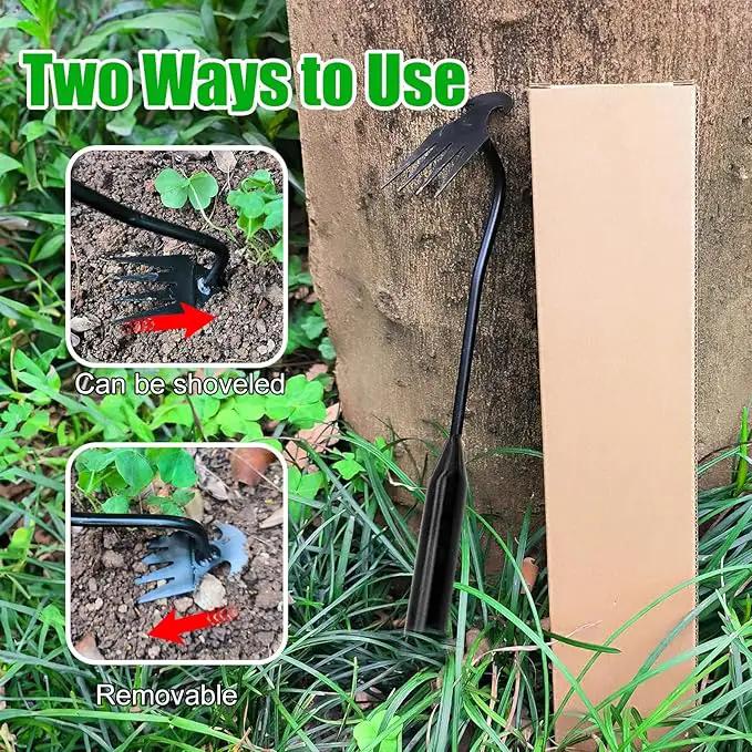 Weeding Artifact Uprooting Garden Weeding Tool, Upgraded Weed Removal Tool, Stainless Steel/Manganese Steel Weed Puller Manual Weeders for Home Gardening Yard Farmland (12in Black Metal Handle) by GreenHaven Gardens