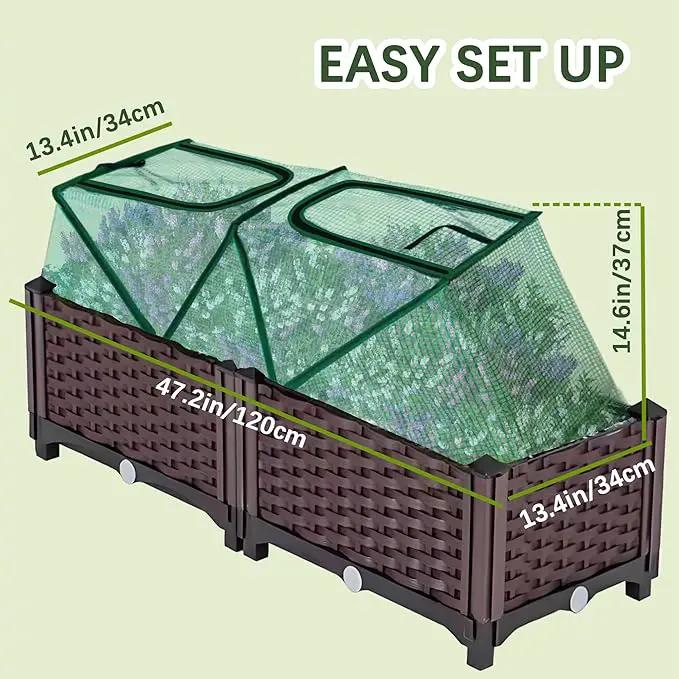 47.2" *14.6" *13.4" Foldable Garden Row Accelerator Plants Cover for Raised Garden Bed, Mini Greenhouse Cover with Two Air Hole and Breathable Mesh, Frost Cover for Plant Vegetable Seedling Protector by GreenHaven Gardens