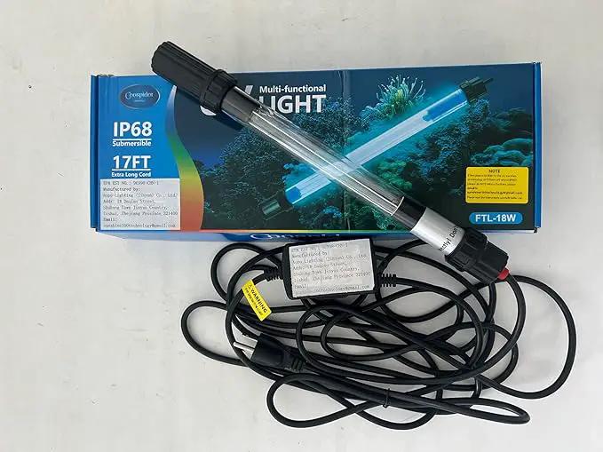18W Aquarium UV Light for 100-1000 Gallon, UV Pond Water Clarifier for Koi Pond, Swimming Pool, Spa, Large Fish Tank, Cold Plunge UV Light for Pond Algae Control by GreenHaven Gardens