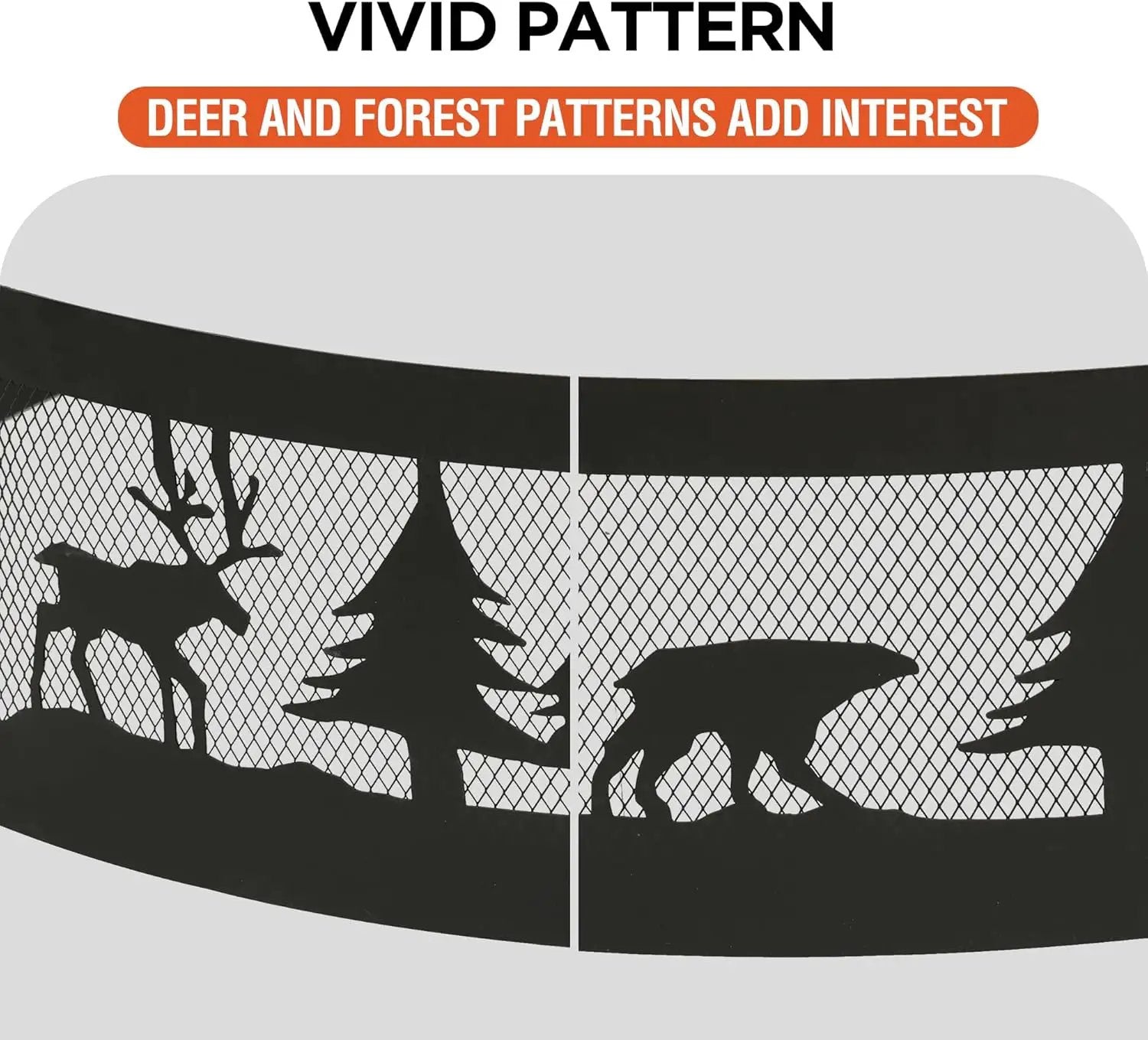 Red Mountain Valley 36 Inch Fire Pit Ring with 360° Forest & Wildlife Design, Portable Steel Wood Burning Firepit Ring for Outdoor Camping, Bonfires, Beach,Patio, fire Pit kit, Black by GreenHaven Gardens