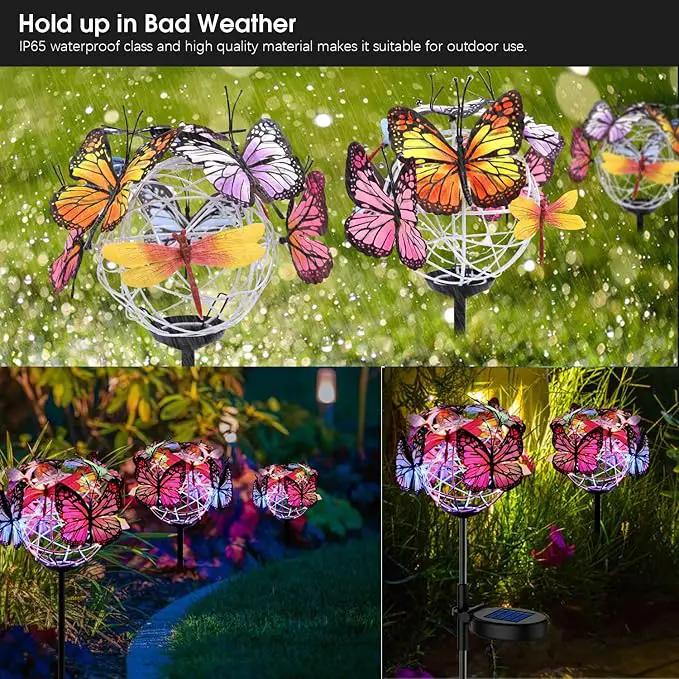 Aiscool Solar Powered Butterfly Garden Stake Lights (2 Pcs Butterfly Lights) by GreenHaven Gardens
