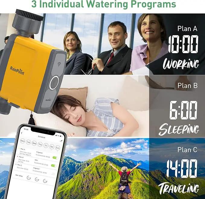 RAINPOINT WiFi Water Timer Hose Timer - Smart Garden Hose Faucet Timer with Weather Aware/3 Irrigation Plan/Automatic Rain Delay - APP Voice Control Sprinkler Valve Timer with WiFi Hub by GreenHaven Gardens
