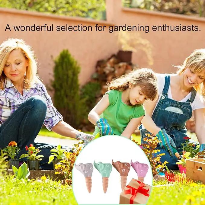 4-Pack Self-Watering Terracotta Spikes for Plants, Automatic Plant Watering Stakes, Keeps Plants Hydrated While You're Away, Ideal for Indoor & Outdoor Use (Elephant Design) by GreenHaven Gardens