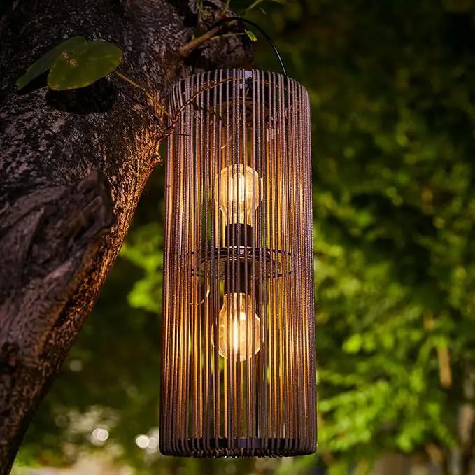 Solar Lanterns Outdoor Waterproof Hanging Rattan Weaving Solar Garden Lanterns Solar Powered with Handle,Decorative Retro Rattan Lights for Garden / Yard / Patio / Porch. by GreenHaven Gardens