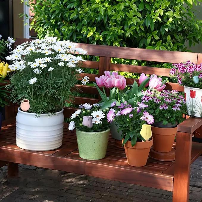 WILDKEN Terracotta Watering Spikes, 4 Pack Tulip Shaped Plant Watering Globes Vacation Self-Watering Planters Devices for Indoor and Outdoor Plants by GreenHaven Gardens