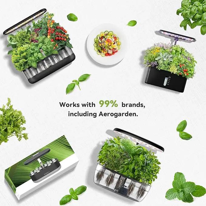 inbloom Herb Seed Pod Kit for AeroGarden, iDOO, Ahopegarden, MUFGA Hydroponic Growing System Indoor Garden, 12-Pod, 350+ Seeds Included Basil, Mint, Cilantro, Parsley, Shiso, Chicory, Liquorice by GreenHaven Gardens