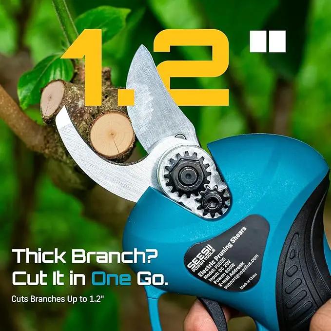 Seesii 2-in-1 Cordless Electric Pruning Shears with Pole, 15Ft Reach, 1.2" Cutting Diameter, 21V 2x 4000mAh Batteries, Battery Powered Tree Pruner with Brushless Motor for Efficient Branch Trimming by GreenHaven Gardens