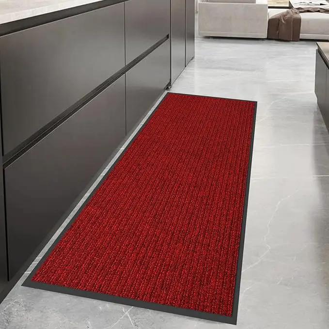 fani Heavy Duty Large Outdoor Indoor Entrance Black Doormat Waterproof Low Profile Entrance Rug Front Door Mat Patio Anti-Skid Rubber Back, 23x72 inch (Red) by GreenHaven Gardens