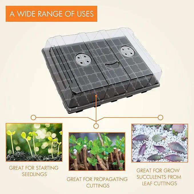 Gardzen Seed Starter Tray, 5 Pack Smiling Face Plant Germination Trays with Total 350-Cell, Seed Starter Kit with Humidity Vented Domes and Bases for Starting Vegetable Flower Herb Seeds 18" x 14" by GreenHaven Gardens