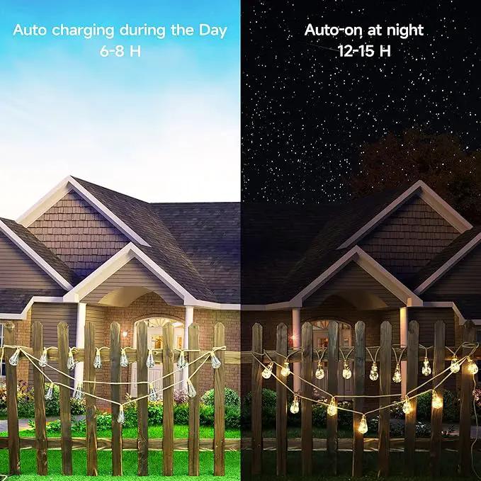Solar Outdoor String Lights, 20Ft Vintage Rope Hemp Solar Patio Lights, Waterproof Warm White Solar Powered String Lights With 8 Modes 16 Shatterproof Bulbs for Garden Fence Stairs Balcony Café Bistro by GreenHaven Gardens