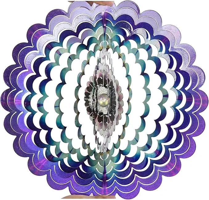 VP Home Floral Burst Mandala Kinetic Wind Spinner for Yard and Garden Wind Spinner Outdoor Metal Large Hanging Mandala Decor 3D Garden Art Wind Sculpture Spinners by GreenHaven Gardens