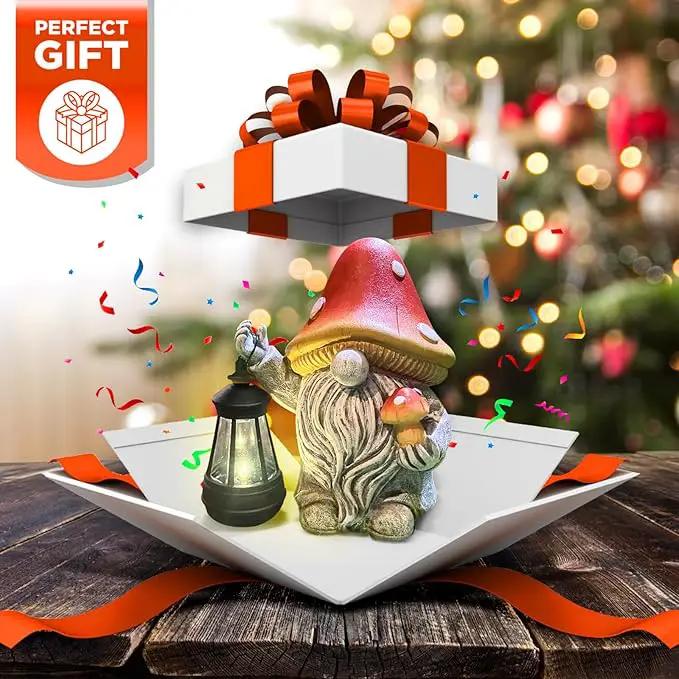 Mushroom Gnome Garden Decor Outdoor Statues, Cute Solar Lights Lawn, Balcony, Yard Decorations, Outdoor Garden Decorations for Patio Mom Gift by GreenHaven Gardens
