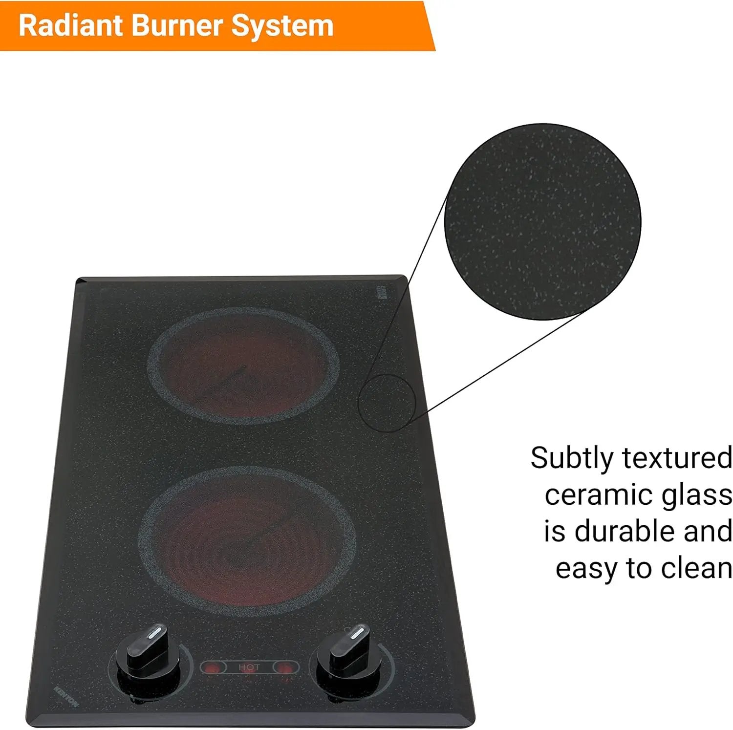 Kenyon Mediterranean 2-Burner Small Cooktop, Electric Cooktop for Energy-Efficient Cooking, Knob Control, Portrait Cooktop, 208-Volt, Black by GreenHaven Gardens