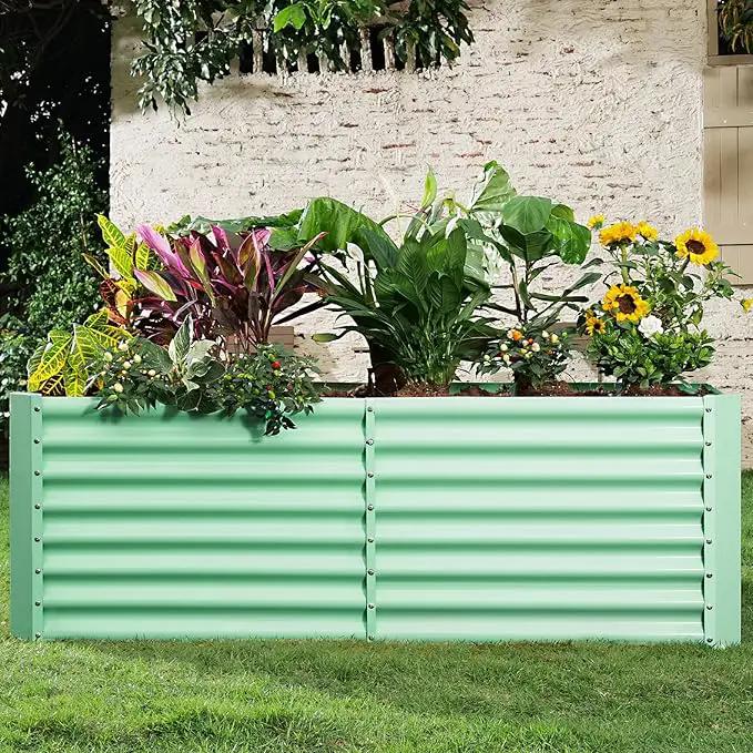 Land Guard 8x4x2ft Galvanized Raised Garden Bed, Planter Boxes Outdoor, Raised Garden Beds Outdoor for Vegetables, Flowers, Herbs, 479 Gallons, Lime Green… by GreenHaven Gardens