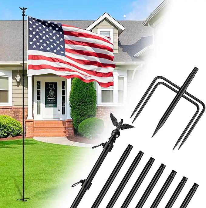 ZMTECH 10 FT Flag Pole Kit in Ground with 5 Pronges Base, Heavy Duty Flag Pole Holder with Metal Eagle Topper for Outside House & Yard Outdoor Garden Decor Residential Commerical(1 Pack,Without Flag) by GreenHaven Gardens