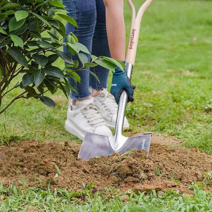 Berry&Bird Shovels for Digging, 43’’ Round Spade Heavy Duty Shovel with Wooden D Handle Stainless Steel Snow Shovel Garden Shovel Yard for Transplanting & Outdoor by GreenHaven Gardens