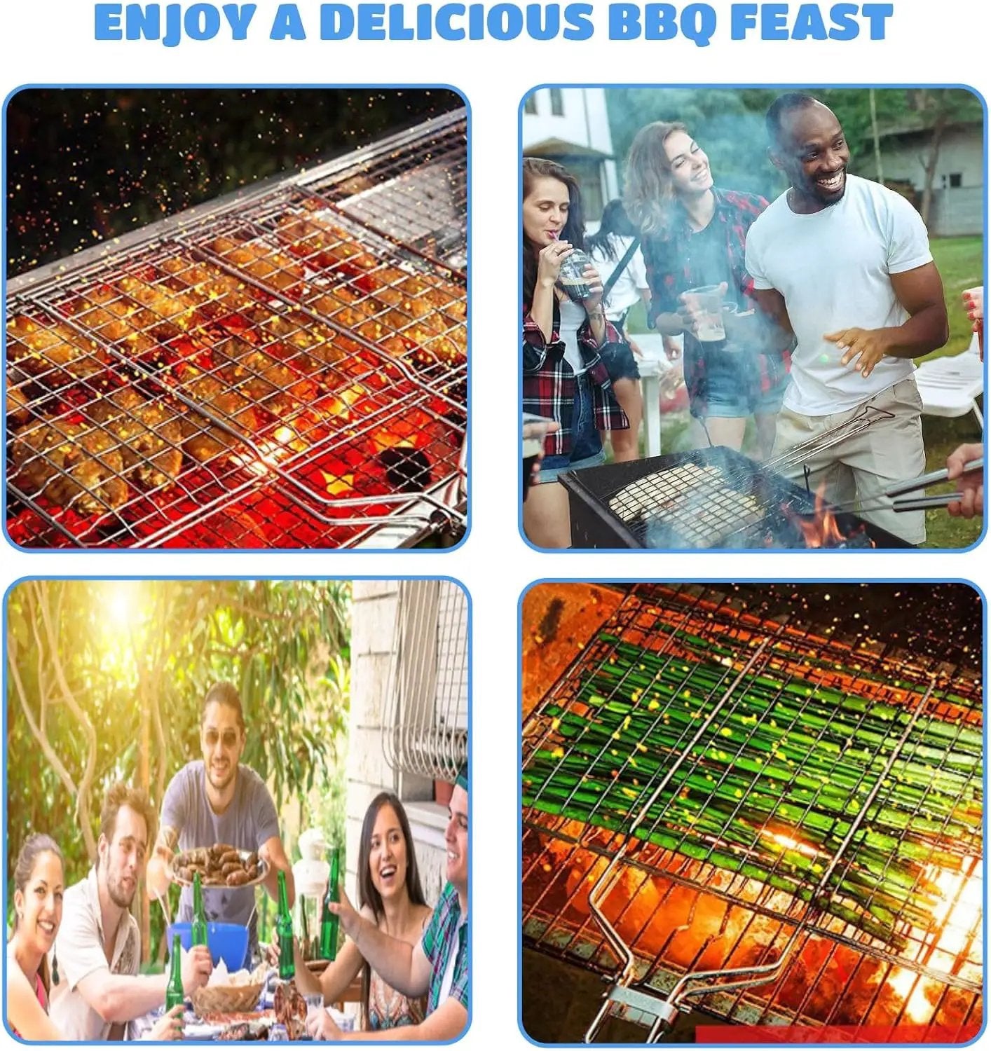 Shallow Grill Basket Fish Grill Basket, Fish Grilling Basket BBQ Fish Grill Baskets for Outdoor Grill,Grill Basket with Removable Handle. Perfect for Grilling Fish Fillets by GreenHaven Gardens