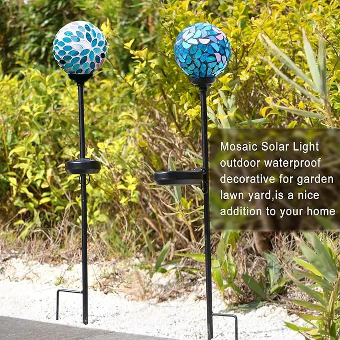 VCUTEKA Solar Lights Outdoor Decorative, Mosaic Solar Garden Light Waterpoof LED Pathway Stake Light for Landscape Lawn Patio Yard Decoration, 2 Pack by GreenHaven Gardens
