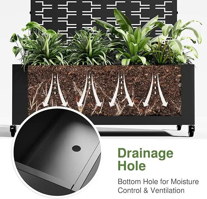 Casaphoria Metal Raised Garden Bed with Trellis and Wheels, 47"x47"x16" Planter Box for Climbing Plants, Vegetables & Vines, Features Drainage Holes and Privacy Screen (Black-Square) by GreenHaven Gardens