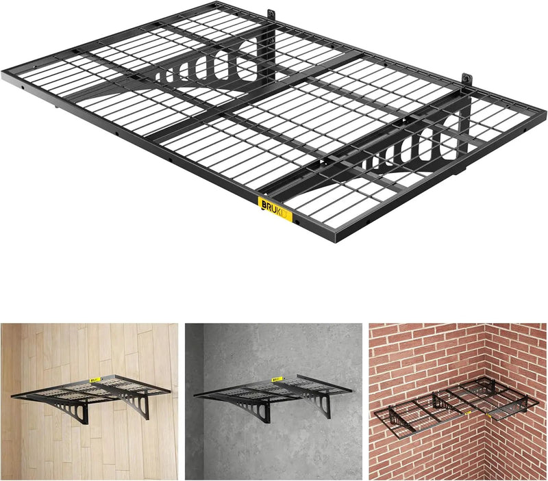 2x3ft Adjustable Rail Wall Garage Storage Shelf, Tool Room, Supermarket Wall Storage Shelving Rack (1 Pack-Black) by GreenHaven Gardens
