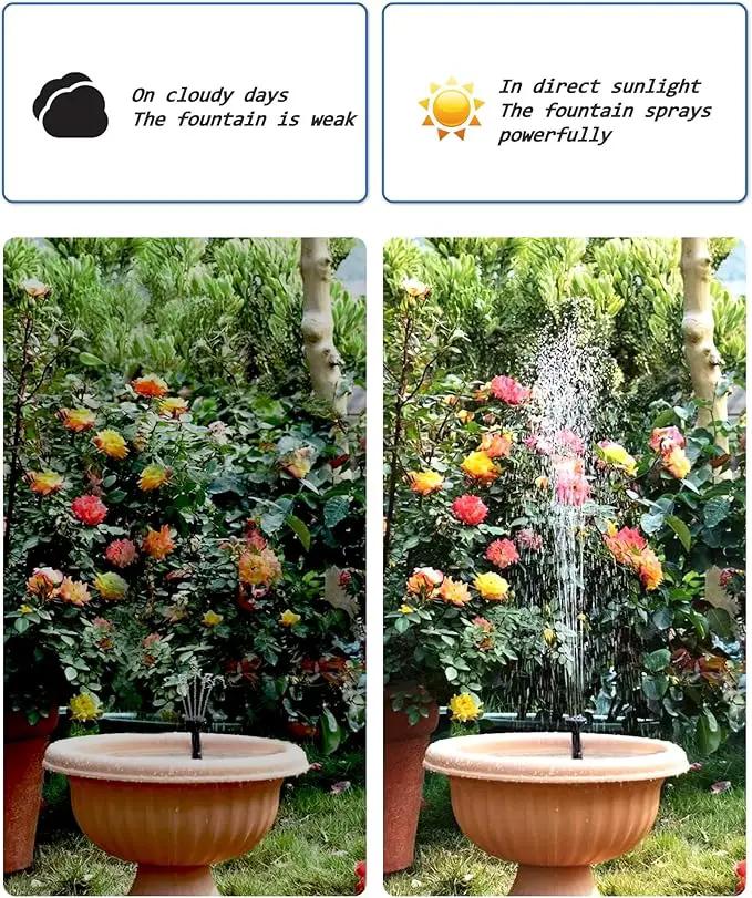 Biling Solar Fountain for Bird Bath, Solar Panel Kit Outdoor Solar Water Pump with 4ft Tubing for Hummingbird Bath, Small Pond and Fish Tank by GreenHaven Gardens