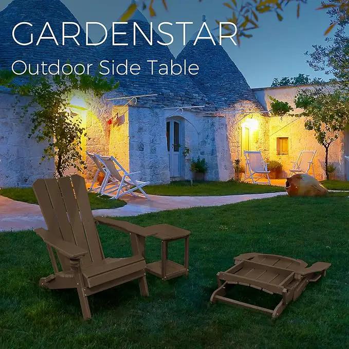 Adirondack Square Outdoor Side Table,2-Tier Storage Patio Side Table, HDPE End Tables for Backyard Pool Porch Garden Lawna Cafe by GreenHaven Gardens