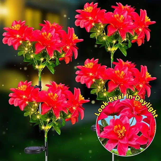 Neporal Solar Flowers Outdoor Waterproof Pink, Decorative Garden Lights Solar Powered Dusk to Dawn, 8-Stem, 2 Lighting Modes Plants Lights for Yard, Backyard, Porch (Modern, 2, Count) by GreenHaven Gardens