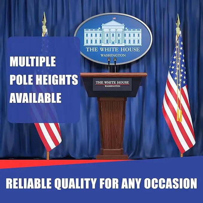 Super Tough Indoor Flag Pole kit 8ft - Metal Spear - Gold Texture Base - Aluminum Flagpole with Brass Finish - Heavy Duty Inside House Flagstaff - Interior Shaft and Stand - No Ensign Included by GreenHaven Gardens