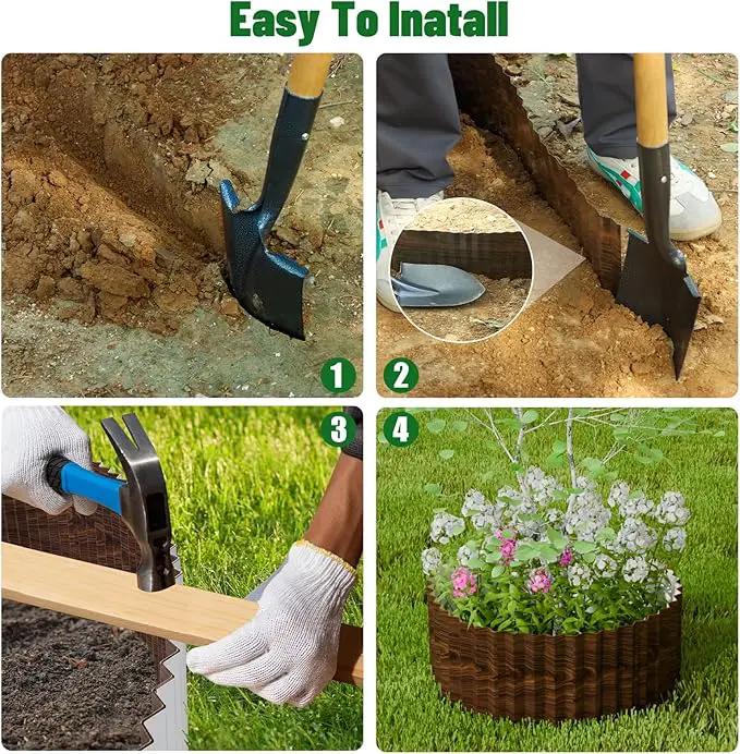 SnugNiture Corrugated Metal Garden Edging,6" x 50' Sturdy Lawn Edging Border,Landscape Edging Border for Lawn, Flower Bed,Garden and Yard(Brown) by GreenHaven Gardens