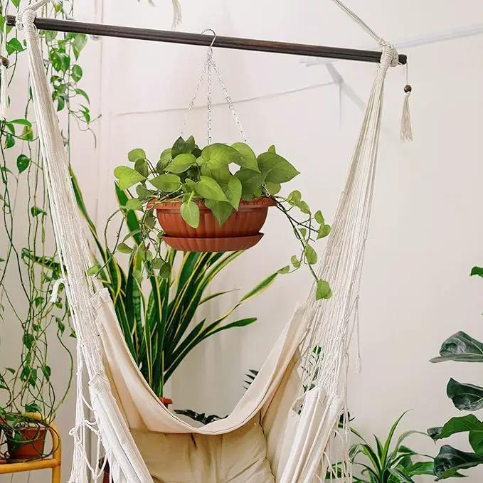 summer flower Planter, 3pcs 12.59in Large Hanging, Plant Pot with Drainage Hole, Plastic, for Indoor Outdoor Garden Herb Succulent, Wall Window Mount, Red2 by GreenHaven Gardens