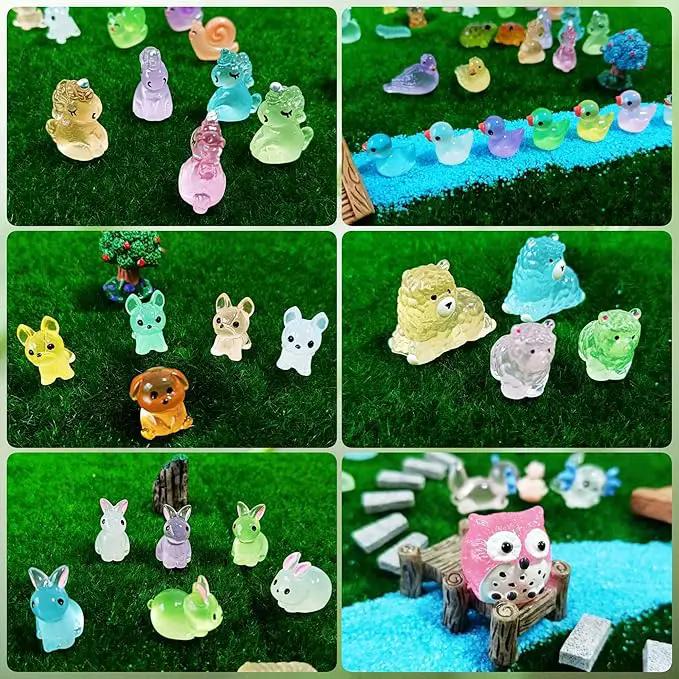 Luminous Woodland Mini Resin Animals Figures 100 Pcs Glow in The Dark Tiny Plastic Animals Small Little Miniature Animals Figurines for Hiding Miniature Fairy Garden Accessories by GreenHaven Gardens