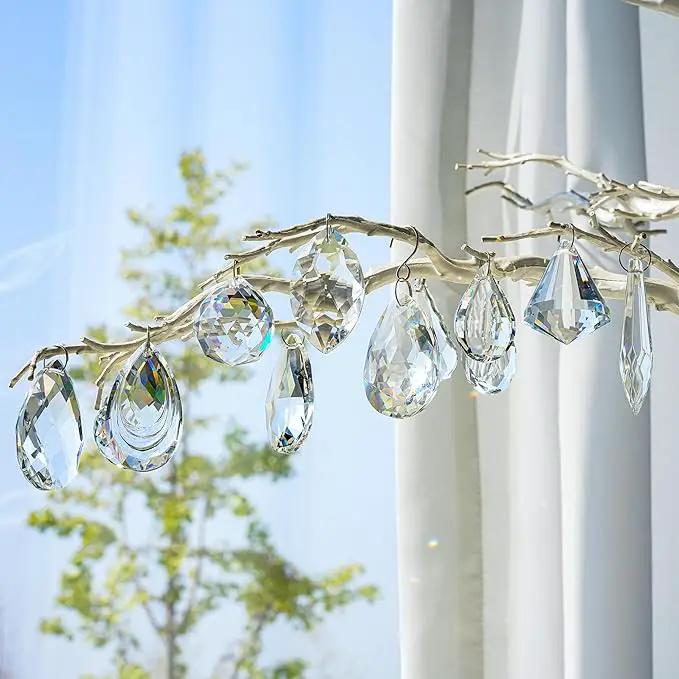 H&D Pack of 12 Clear Crystal Chandelier Lamp Lighting Drops Pendants Balls Prisms Hanging Glass Prisms Parts Suncatcher Home/House Decor by GreenHaven Gardens