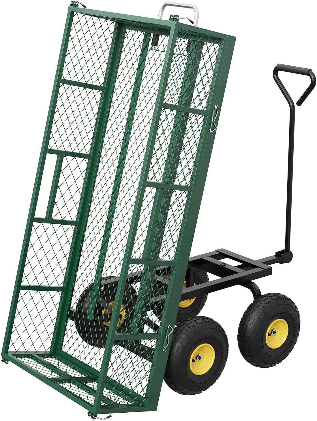 900 LBS Garden Dump Cart with Removable Sidewalls, Heavy Duty Steel Dump Wagon with 180° Swivel Handle & 10-inch Tires, Yard Cart Utility Wheelbarrow for Backyard Farm by GreenHaven Gardens