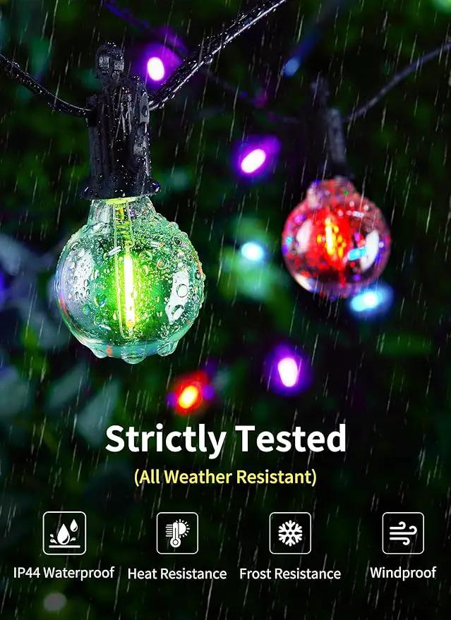Brightown RGBW Outdoor String Lights, 58FT LED Patio Lights with Remote and Timer, Commercial Grade Waterproof Hanging Lights with 27 Shatterproof Bulbs(2 Spare) for Backyard Porch Garden Party Decor by GreenHaven Gardens