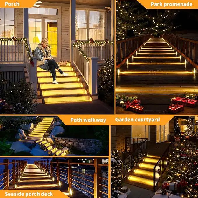 KINKAI Solar Step Lights Outside - 16 Pack Outdoor Stair Light Waterproof LED Triangle Deck Lamps for Garden, Patio, Yard, Front Door, Porch Decor (Warm Light) by GreenHaven Gardens