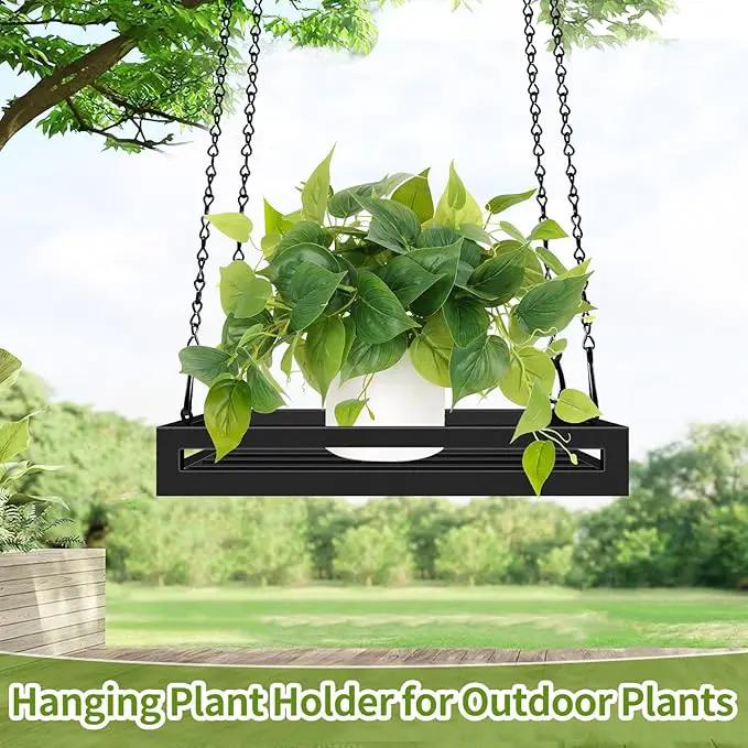 Hanging Planter for Indoor Outdoor Plants, 16'' Heavy Duty Metal Plant Hanger Indoor, Large Hanging Plant Holder Plant Shelf for Garden Home Ceiling Window Decor by GreenHaven Gardens