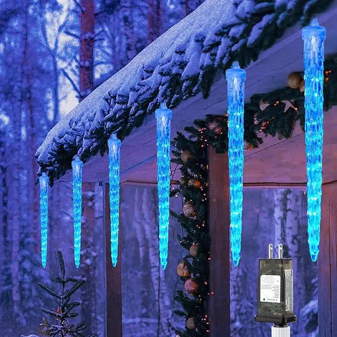 Icicle Lights Outdoor, 19.8Ft Meteor Shower Lights with 20 Tubes, Snowfall Shooting Star Light Effect, Falling Cascading Crystal Christmas Decorations for House, Eave, Roofline, Patio, Blue by GreenHaven Gardens