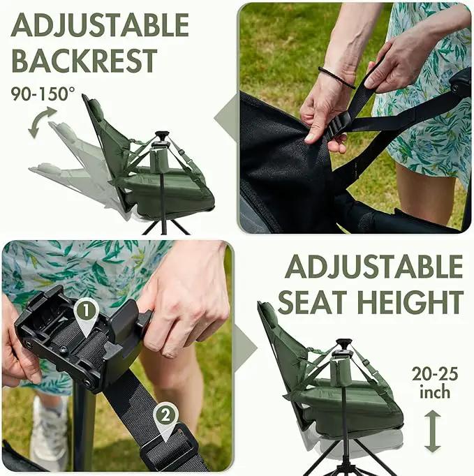 Portal Hammock Camping Chair, Portable Outdoor Swinging Chairs, Rocking Chair for Adults with Adjustable Back and Height for Lawn, Backyard, Patio, Supports 400 lbs, Breathable Mesh High Back, Green by GreenHaven Gardens