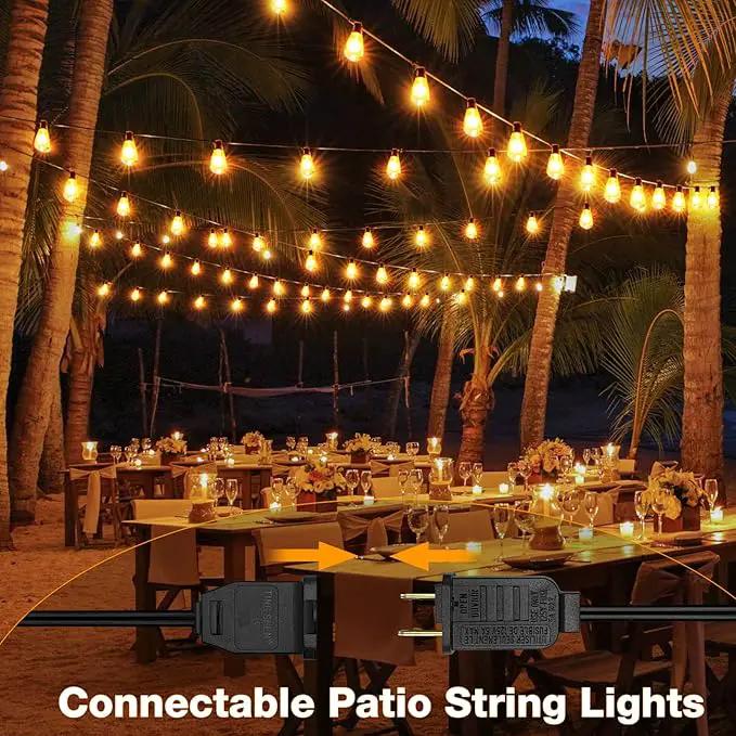 GLUROO 60FT LED Outdoor Patio Lights Waterproof with 30+2 Vintage Bulbs Shatterproof Energy Saving,2700K Hanging Edison String Lights Outside for Backyard,Bistro,Camping,Gazebo by GreenHaven Gardens