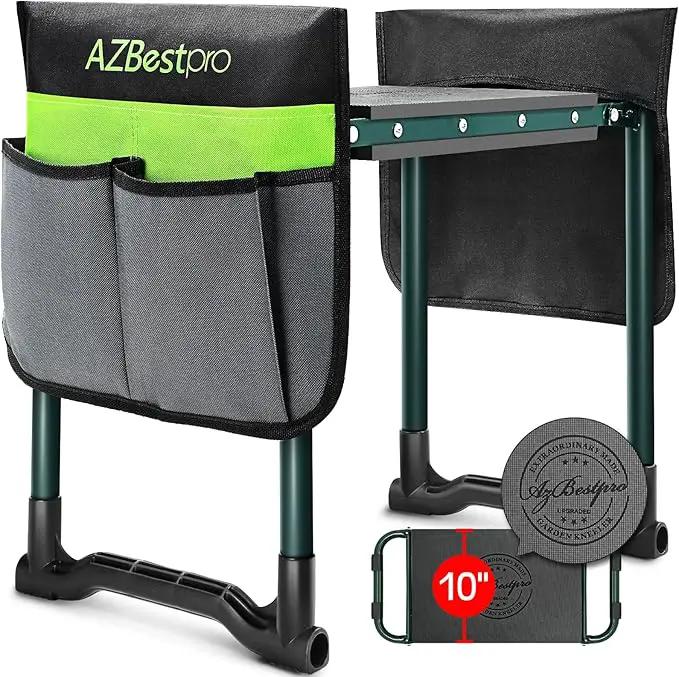Garden Kneeler and Seat Heavy Duty, Upgraded Foldable Gardening Stool - Widened to 10" Stable Wear-resistant Prevent Knee and Back Pain, Beautiful Logo high-end 2 Large Tool Bags Gift for Women by GreenHaven Gardens