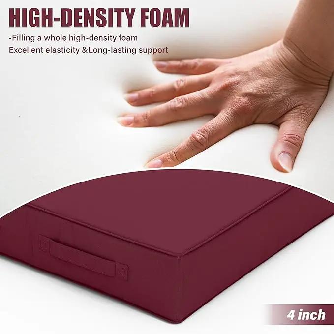 Patio Chair Cushions 19 X 19 X 4 Inch Waterproof Outdoor Seat Cushions for Patio Furniture, Outdoor Sofa Couch Pads with Ties & Handle, Set of 2, Burgundy by GreenHaven Gardens