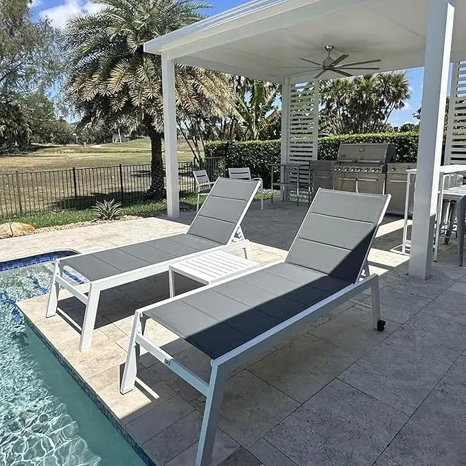 PURPLE LEAF Lounge Chair Pool Chaise Lounge Outdoor Grey 2 Sets by GreenHaven Gardens