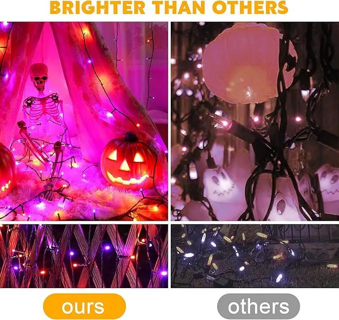 weillsnow 164FT 500 LED Halloween Lights, 8 Modes Waterproof Plug in String Lights for Halloween Indoor Outdoor Yard Party Wedding Garden Home Decorations (Purple & Orange) by GreenHaven Gardens