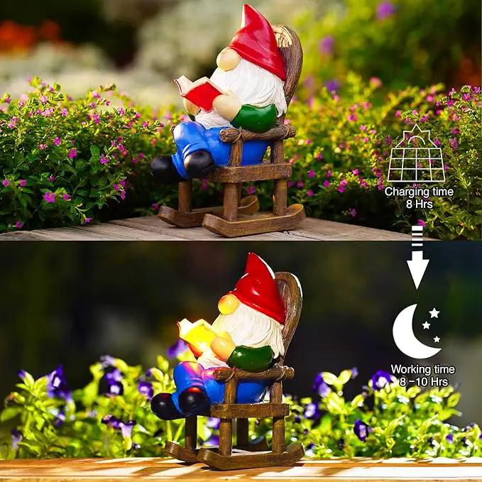 Goodeco Solar Gnome Statue for Garden - Perfect Relaxing Home or Outdoor & Fairy Garden Decor, Great as Birthday or Mom Gifts- 5.7x8.1 in by GreenHaven Gardens