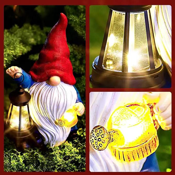 Solar Garden Gnome Christmas Gnome Outdoor Statues Garden Decor Resin Birthday Gifts for Women Mom Art for Yard Porch Patio Lawn Yard with Watering Can Lights Lantern by GreenHaven Gardens