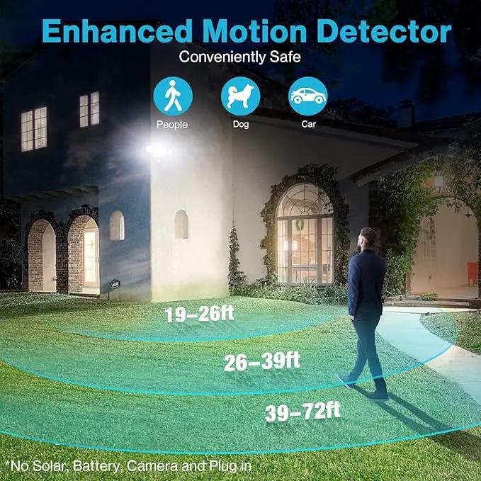 Olafus 100W LED Security Light Motion Sensor Outdoor Light, 2 Pack Motion Flood Light Dusk to Dawn, 9000LM Super Bright 6500K Exterior Motion Detector Floodlight for Garage Yard Porch Eave IP65, Black by GreenHaven Gardens